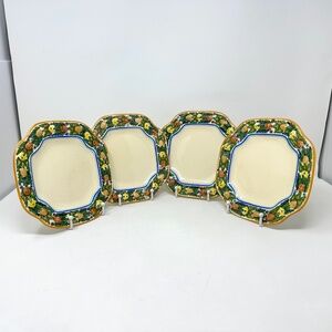 Antique Adams Royal Ivory England Titian Ware Della Robia Square Salad Dishes 4